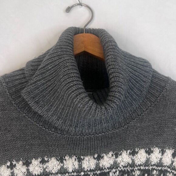 Keren Hart Knit Turtleneck Fair Isle Sweater Nordic Ski Timeless Size Large Gray - Picture 4 of 10
